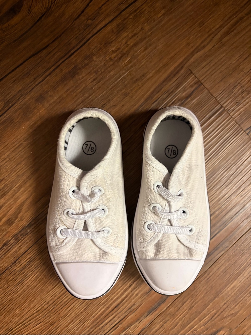 Kids Canvas Lace-Up Sneakers in Off-White